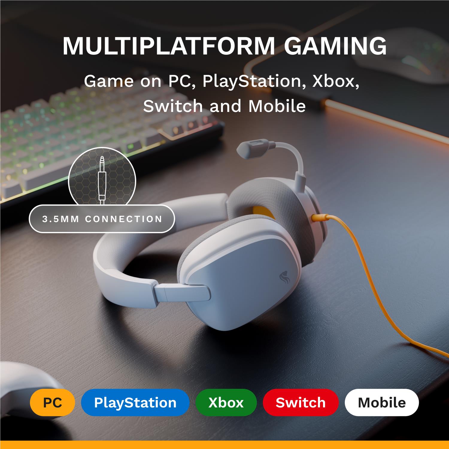 Glorious GHS Eternal Stereo Gaming Headset for PS5, PS4, Xbox, Switch and PC (White)